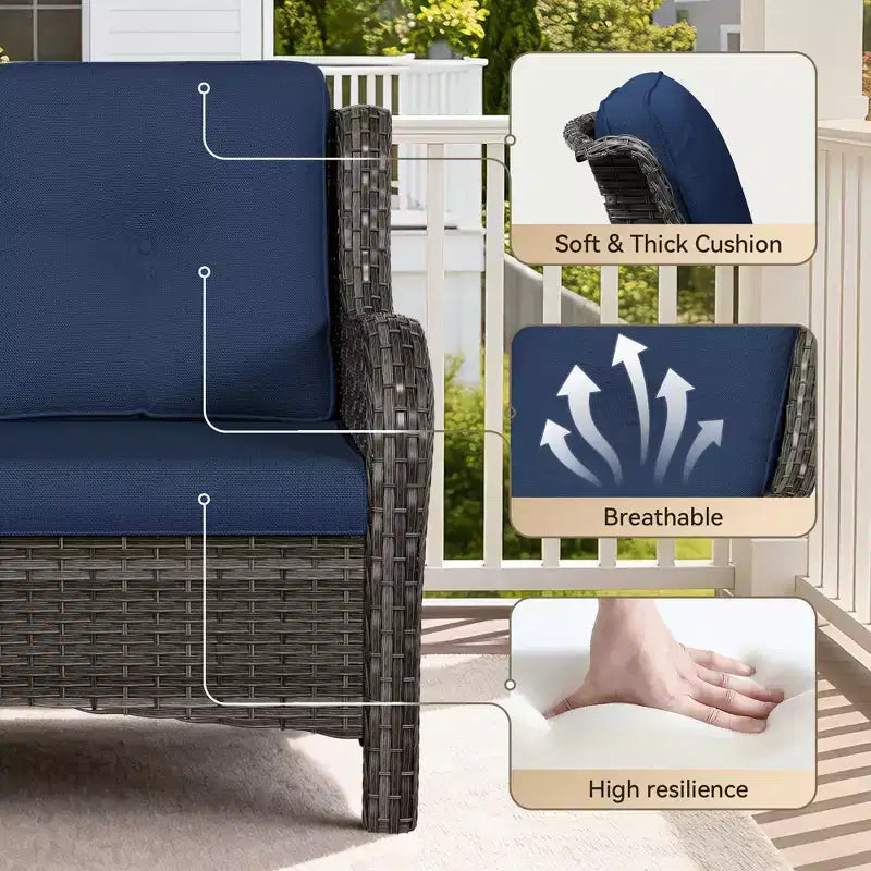 Juego de exterior UPTIOT de 4 piezas: Calentador/Estante para chimenea, Silla acolchada y Mecedora giratoria