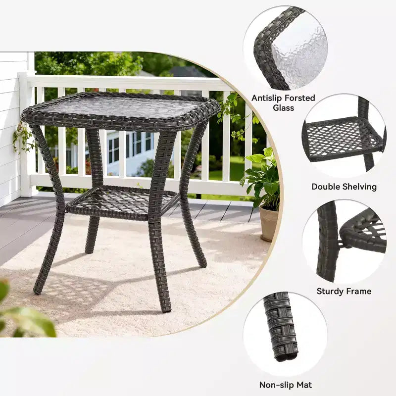 Juego de exterior UPTIOT de 4 piezas: Calentador/Estante para chimenea, Silla acolchada y Mecedora giratoria