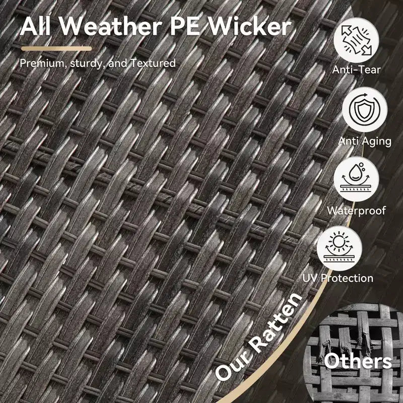 Juego de exterior UPTIOT de 4 piezas: Calentador/Estante para chimenea, Silla acolchada y Mecedora giratoria