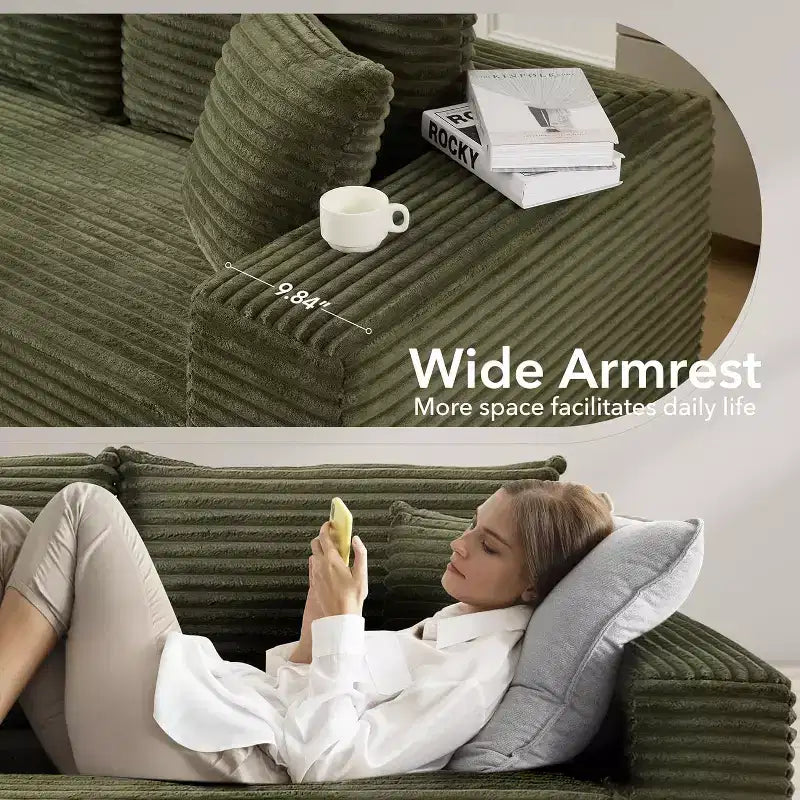 108-inch L-shaped Modular Sofa, Modern Deep Boneless Sofa Living Room, 3-seater, no Assembly Required