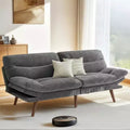 66 In Corduroy Futon Couch Convertible with Adjustable Backrest and Armrests, for Small Spaces Living Room, Apartment, Guest Room or Office, Grey