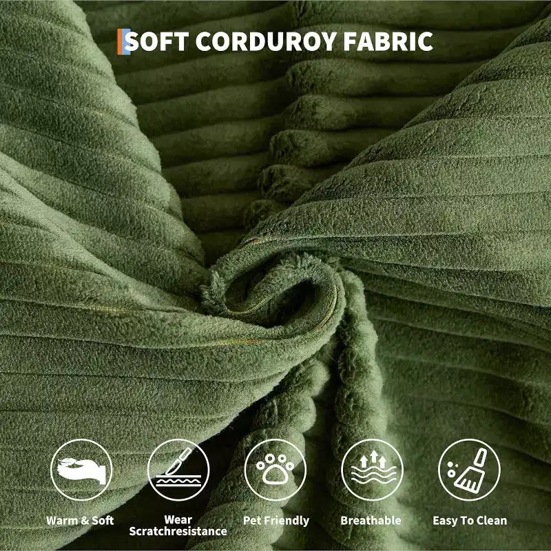 Convertible Sofa Bed, 5-in-1 Folding Sleeper Sofa with Fixed Frame & Removable Armrests, Corduroy Modular Futon sofa for Small Space