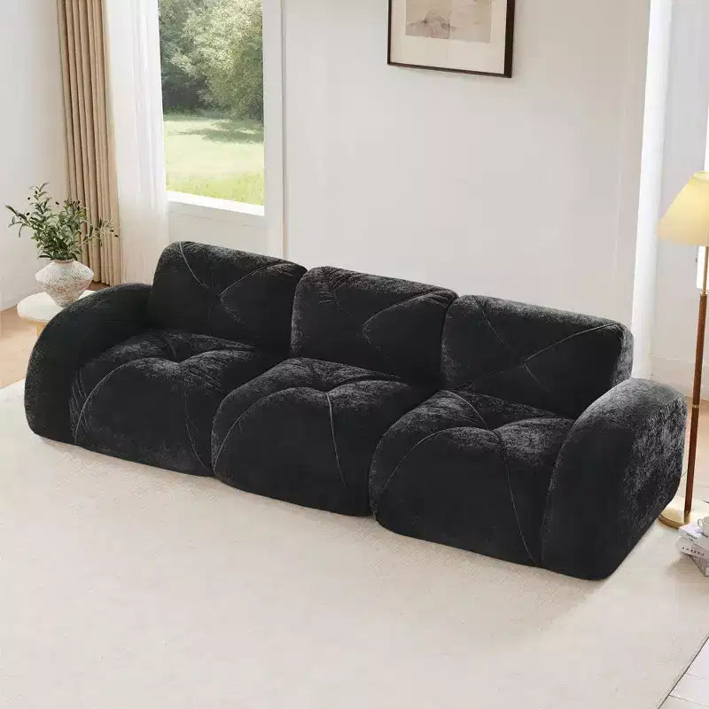 Clihome 110Boneless Sofa With Tufted,Soft Velvet Fabric,Modular Sectional Sofa,32D High Density Sponge,Anti-Slip Design,Ergonomic Design Bottom