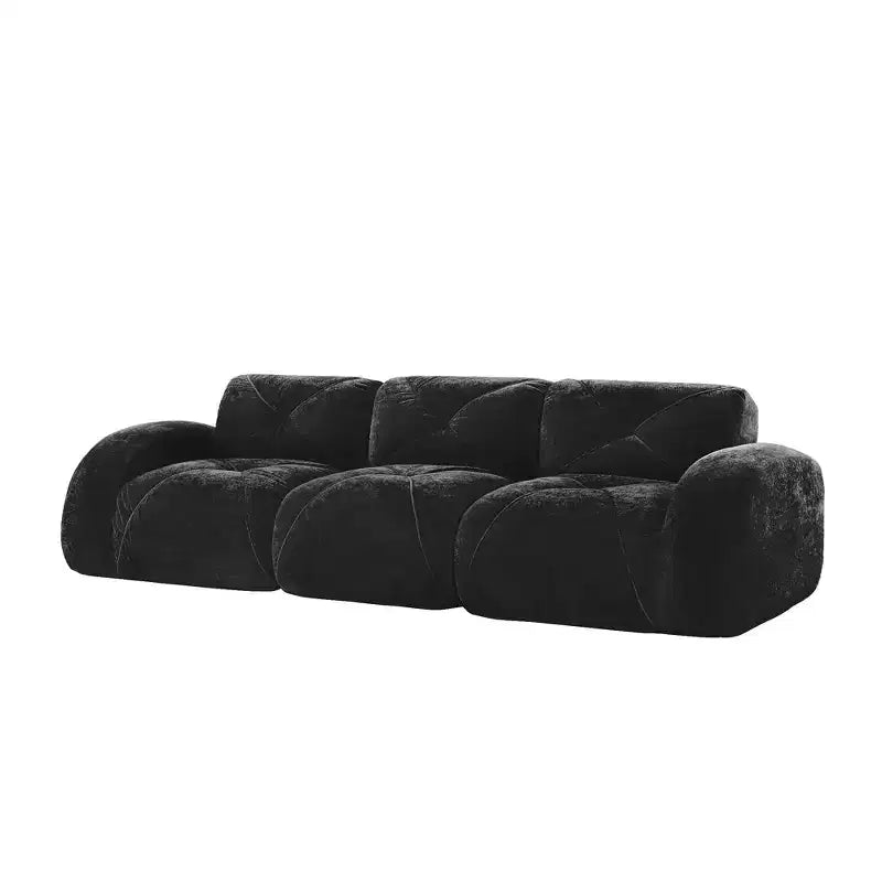 Clihome 110Boneless Sofa With Tufted,Soft Velvet Fabric,Modular Sectional Sofa,32D High Density Sponge,Anti-Slip Design,Ergonomic Design Bottom