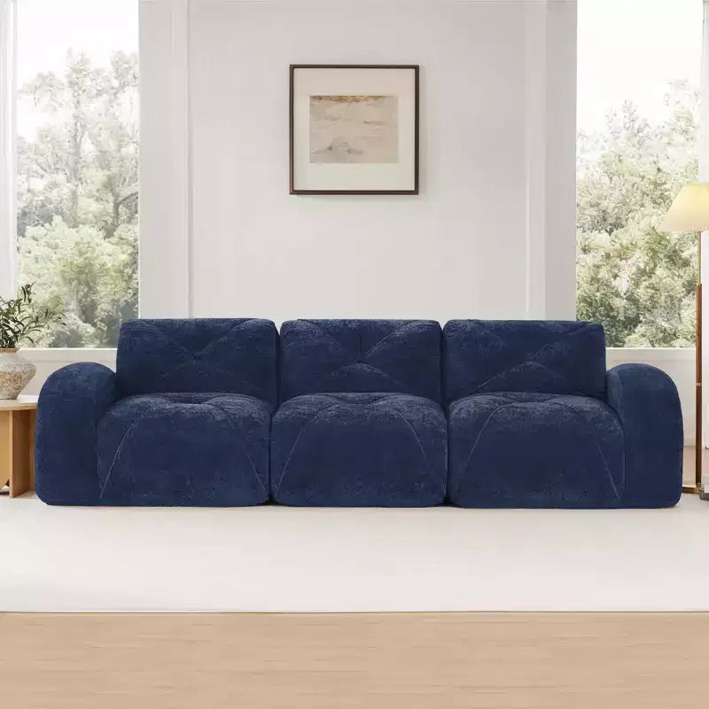 Clihome Sofá sin huesos 110 con capitoné, tela de terciopelo suave, sofá seccional modular, esponja de alta densidad 32D, diseño antideslizante, diseño ergonómico inferior