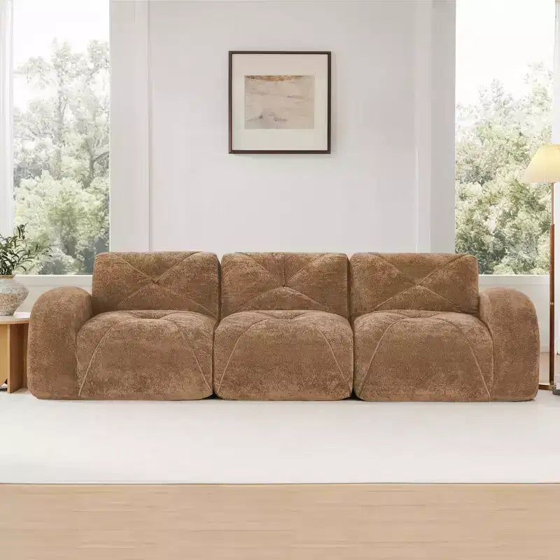 Clihome Sofá sin huesos 110 con capitoné, tela de terciopelo suave, sofá seccional modular, esponja de alta densidad 32D, diseño antideslizante, diseño ergonómico inferior