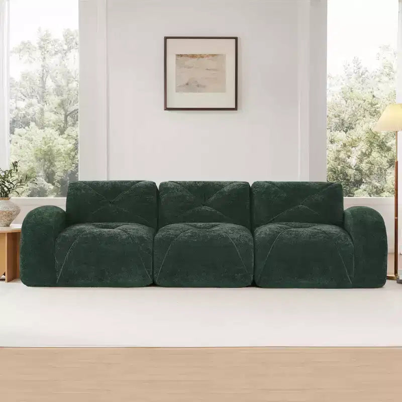 Clihome Sofá sin huesos 110 con capitoné, tela de terciopelo suave, sofá seccional modular, esponja de alta densidad 32D, diseño antideslizante, diseño ergonómico inferior
