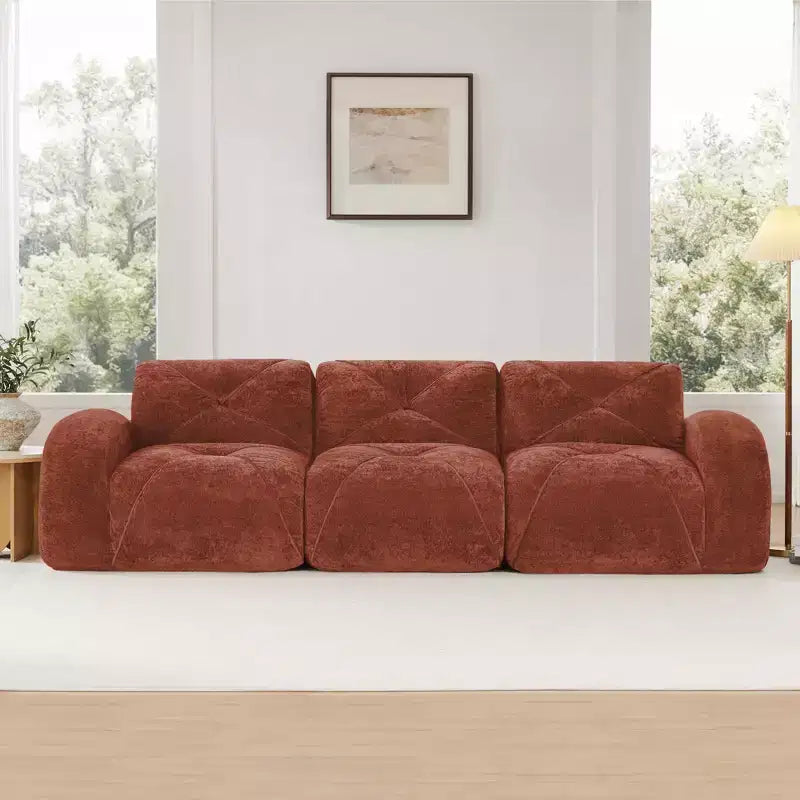 Clihome Sofá sin huesos 110 con capitoné, tela de terciopelo suave, sofá seccional modular, esponja de alta densidad 32D, diseño antideslizante, diseño ergonómico inferior
