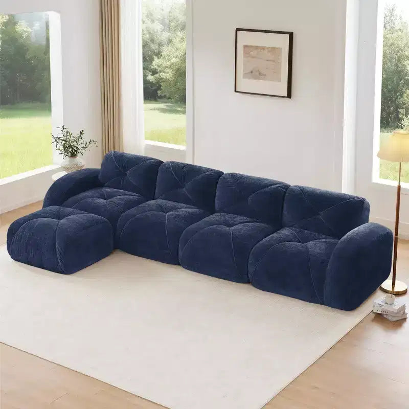 Clihome L-shaped Soft Velvet Fabric,32D High Density Sponge Bottom,Ergonomic Design Bottom,Anti-Slip Design,Free Combination,Movable Ottoman