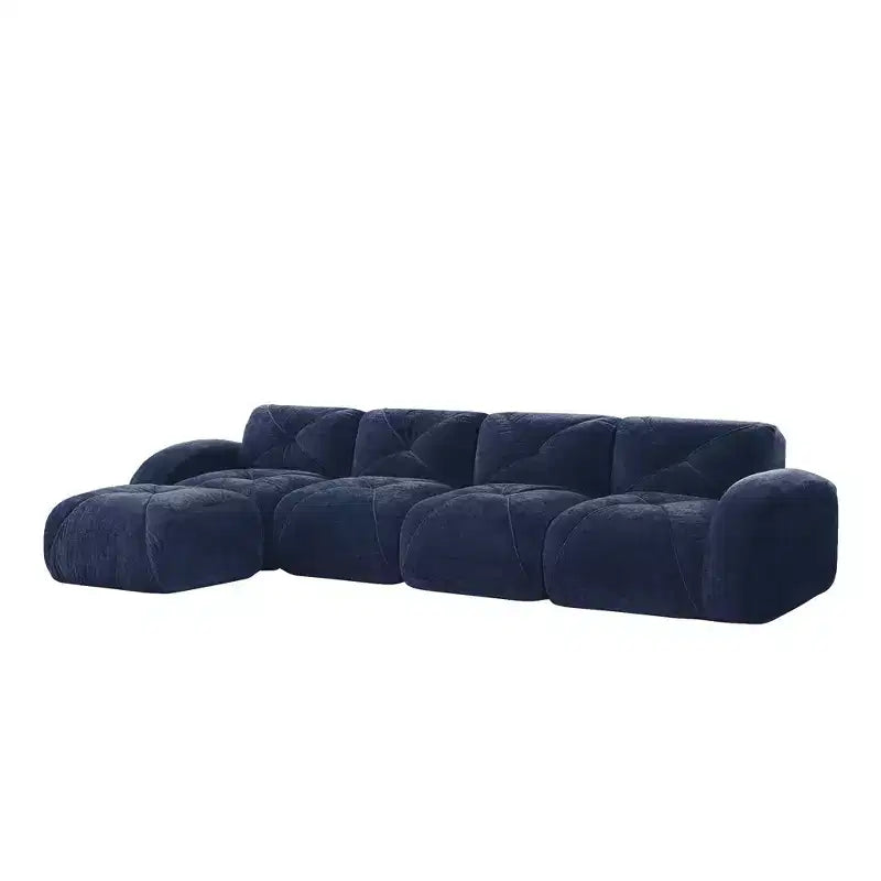 Clihome L-shaped Soft Velvet Fabric,32D High Density Sponge Bottom,Ergonomic Design Bottom,Anti-Slip Design,Free Combination,Movable Ottoman