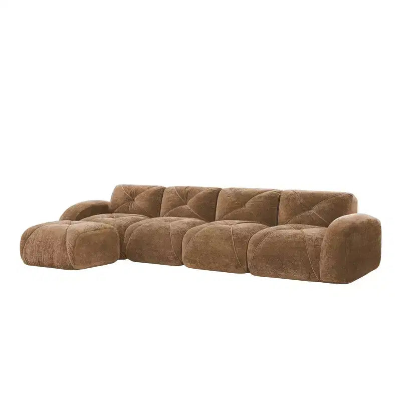Clihome L-shaped Soft Velvet Fabric,32D High Density Sponge Bottom,Ergonomic Design Bottom,Anti-Slip Design,Free Combination,Movable Ottoman