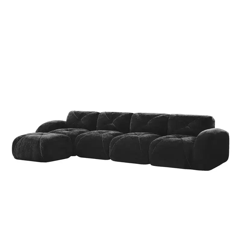Clihome L-shaped Soft Velvet Fabric,32D High Density Sponge Bottom,Ergonomic Design Bottom,Anti-Slip Design,Free Combination,Movable Ottoman