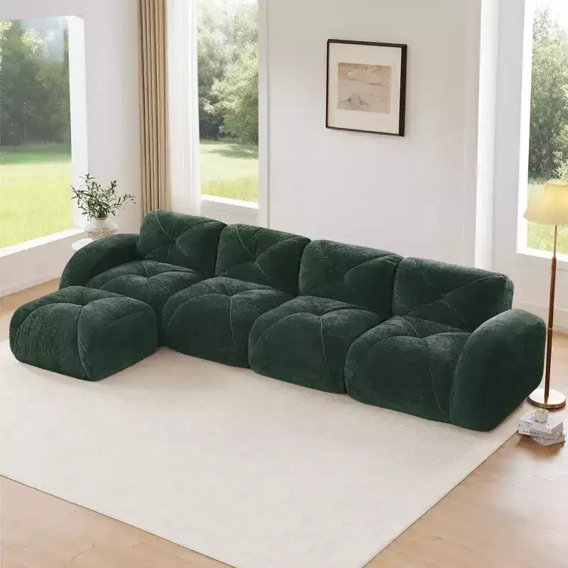 Clihome L-shaped Soft Velvet Fabric,32D High Density Sponge Bottom,Ergonomic Design Bottom,Anti-Slip Design,Free Combination,Movable Ottoman