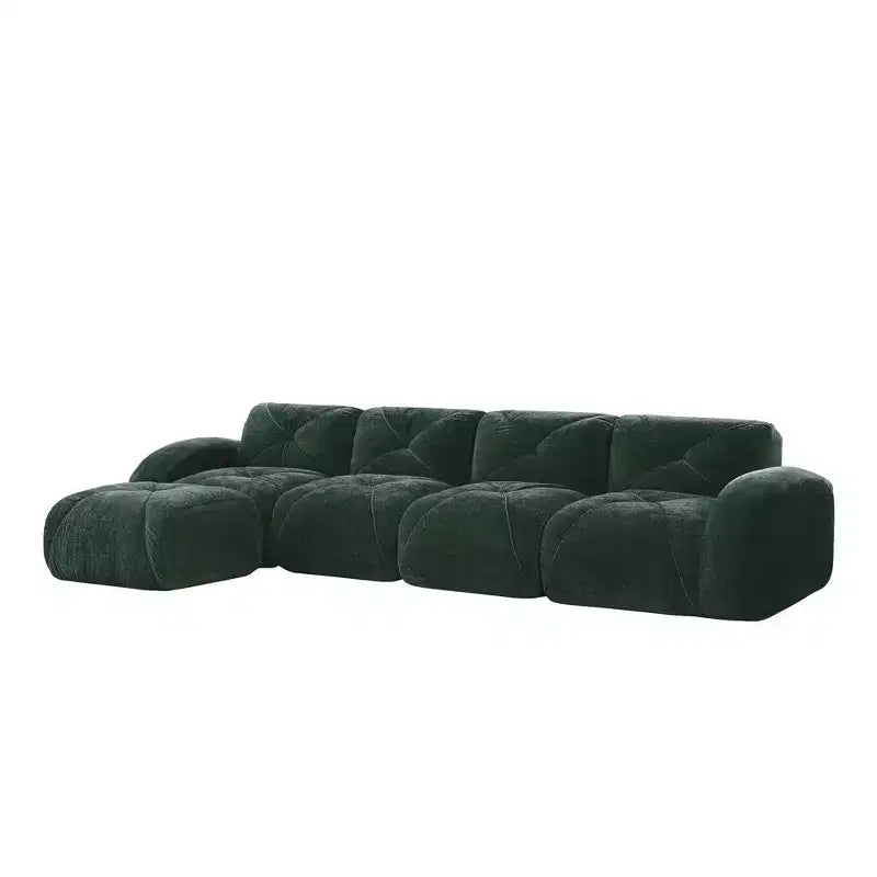 Clihome L-shaped Soft Velvet Fabric,32D High Density Sponge Bottom,Ergonomic Design Bottom,Anti-Slip Design,Free Combination,Movable Ottoman