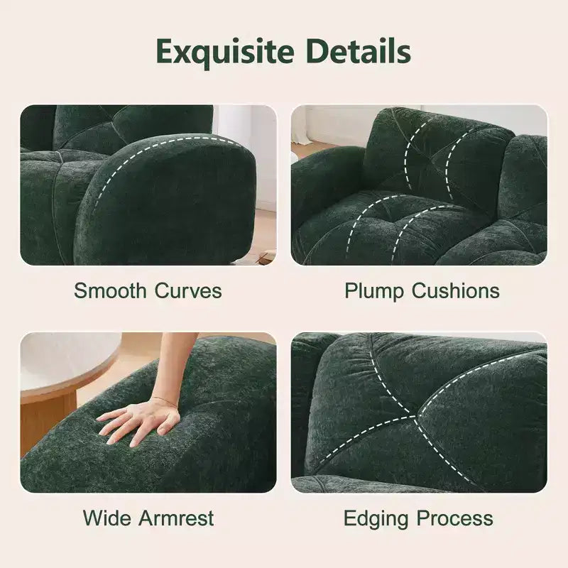 Clihome L-shaped Soft Velvet Fabric,32D High Density Sponge Bottom,Ergonomic Design Bottom,Anti-Slip Design,Free Combination,Movable Ottoman