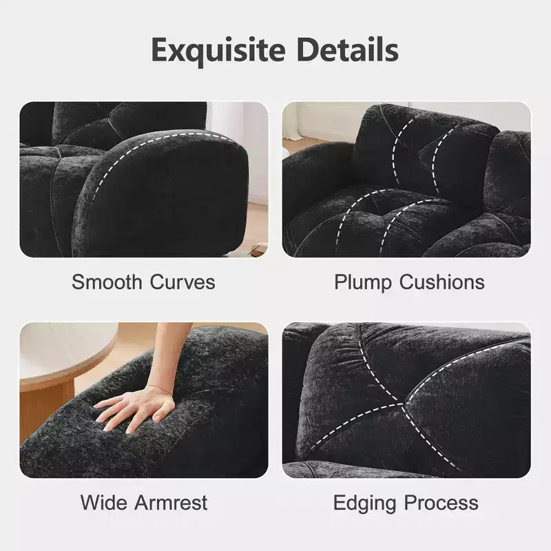 Clihome L-shaped Soft Velvet Fabric,32D High Density Sponge Bottom,Ergonomic Design Bottom,Anti-Slip Design,Free Combination,Movable Ottoman