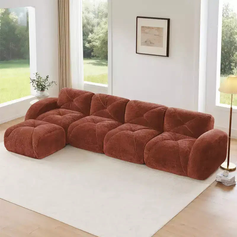 Clihome L-shaped Soft Velvet Fabric,32D High Density Sponge Bottom,Ergonomic Design Bottom,Anti-Slip Design,Free Combination,Movable Ottoman