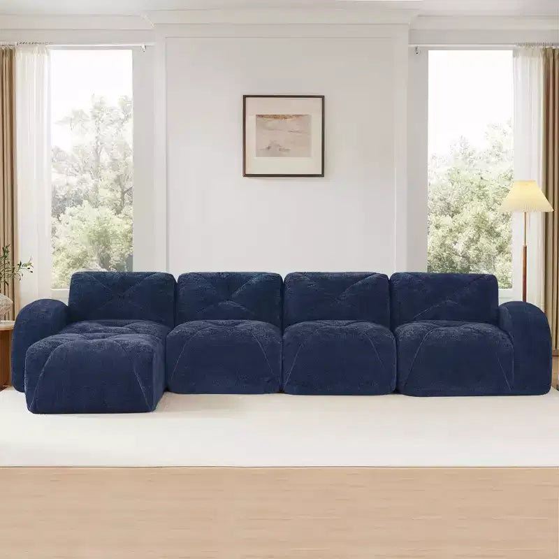 Terciopelo Suave en Forma de L Clihome, Fondo de Esponja de Alta Densidad 32D, Fondo con Diseño Ergonómico, Diseño Antideslizante, Combinación Libre, Otomana Móvil
