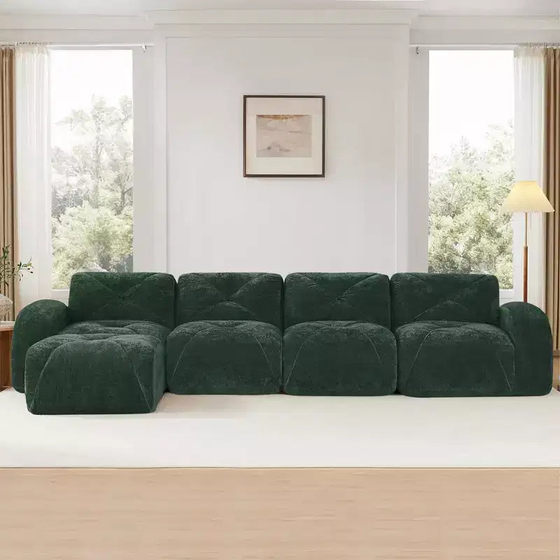 Terciopelo Suave en Forma de L Clihome, Fondo de Esponja de Alta Densidad 32D, Fondo con Diseño Ergonómico, Diseño Antideslizante, Combinación Libre, Otomana Móvil