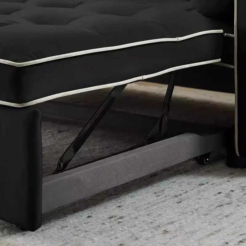 55.5 Inch Pull Out Sofa Bed, Velvet Loveseat Futon with Side Pockets, Modern Sleeper Couch for Small Spaces Living Room Bedroom