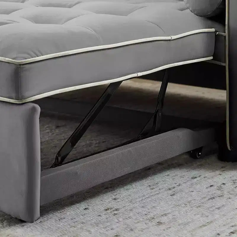 55.5 Inch Pull Out Sofa Bed, Velvet Loveseat Futon with Side Pockets, Modern Sleeper Couch for Small Spaces Living Room Bedroom