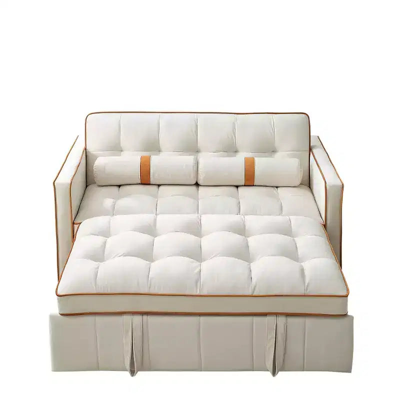 55.5 Inch Pull Out Sofa Bed, Velvet Loveseat Futon with Side Pockets, Modern Sleeper Couch for Small Spaces Living Room Bedroom