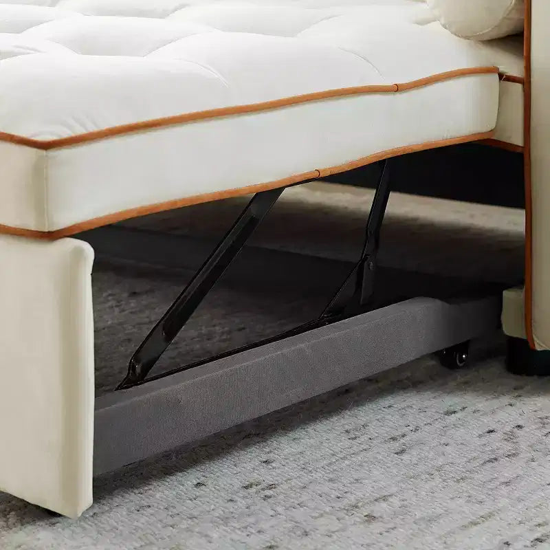 55.5 Inch Pull Out Sofa Bed, Velvet Loveseat Futon with Side Pockets, Modern Sleeper Couch for Small Spaces Living Room Bedroom