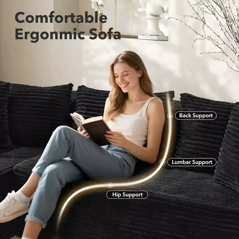 106-Inch L-Shaped Sectional Couch, Modern Modular Sofa with Chaise, Deep Seat Upholstered Furniture for Living Room