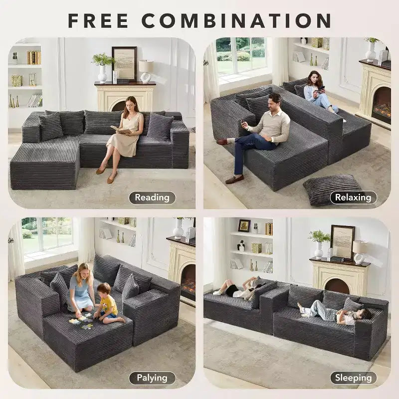106-Inch L-Shaped Sectional Couch, Modern Modular Sofa with Chaise, Deep Seat Upholstered Furniture for Living Room