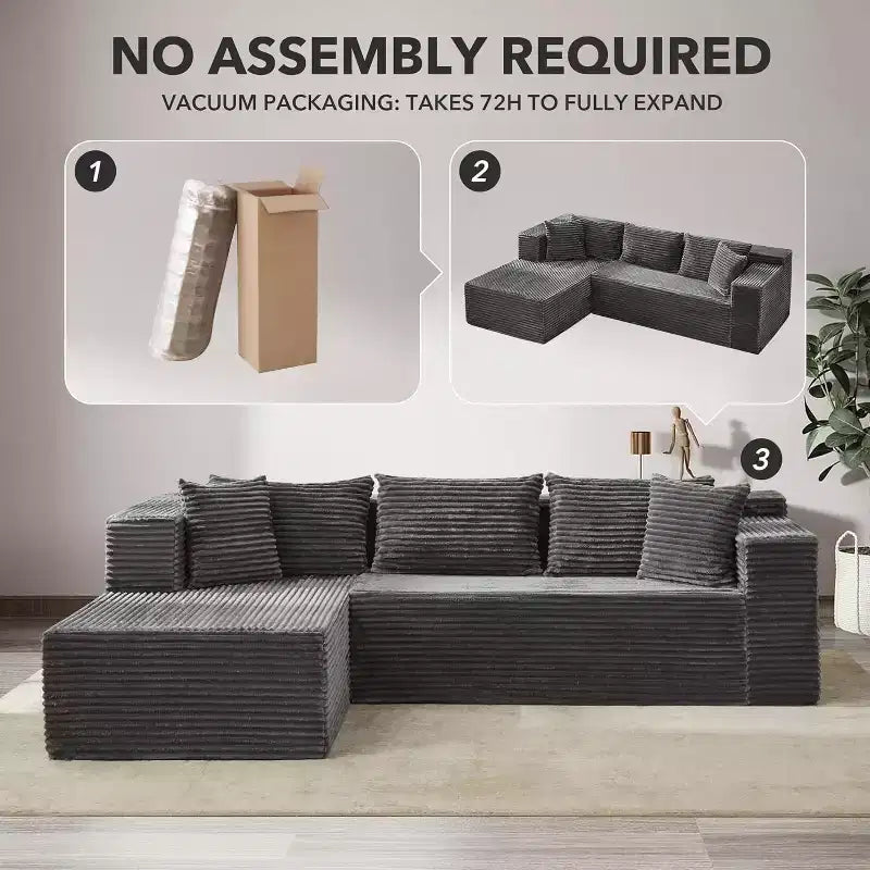 106-Inch L-Shaped Sectional Couch, Modern Modular Sofa with Chaise, Deep Seat Upholstered Furniture for Living Room