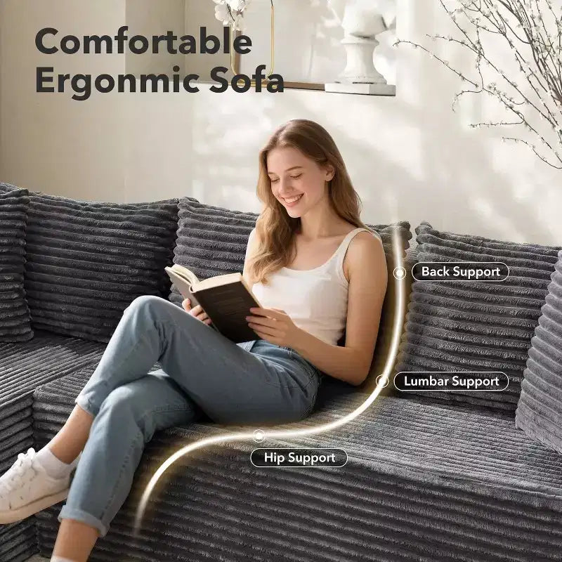 106-Inch L-Shaped Sectional Couch, Modern Modular Sofa with Chaise, Deep Seat Upholstered Furniture for Living Room