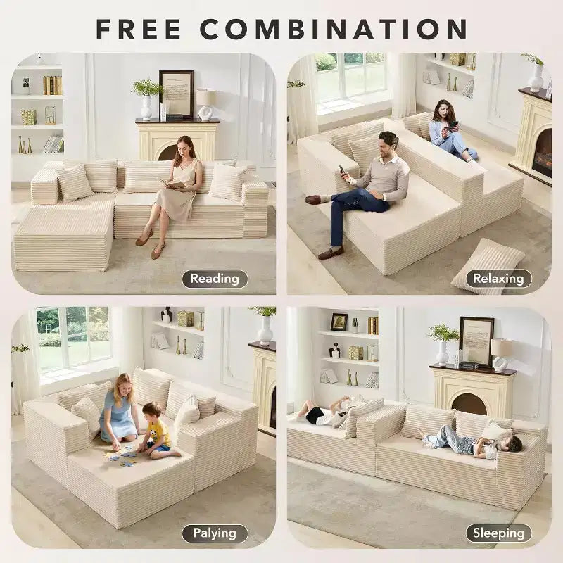 106-Inch L-Shaped Sectional Couch, Modern Modular Sofa with Chaise, Deep Seat Upholstered Furniture for Living Room