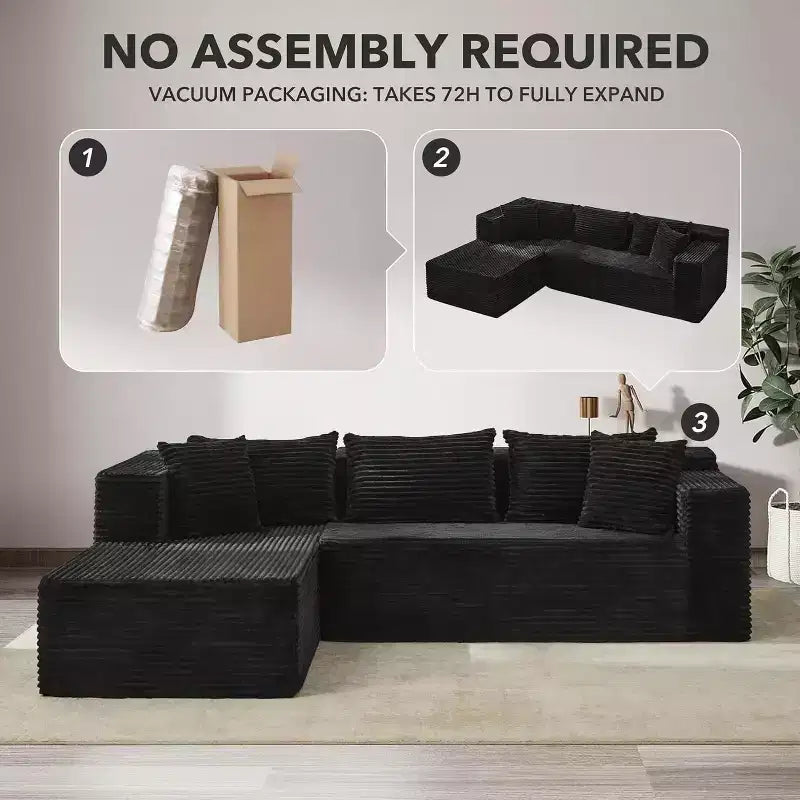 106-Inch L-Shaped Sectional Couch, Modern Modular Sofa with Chaise, Deep Seat Upholstered Furniture for Living Room