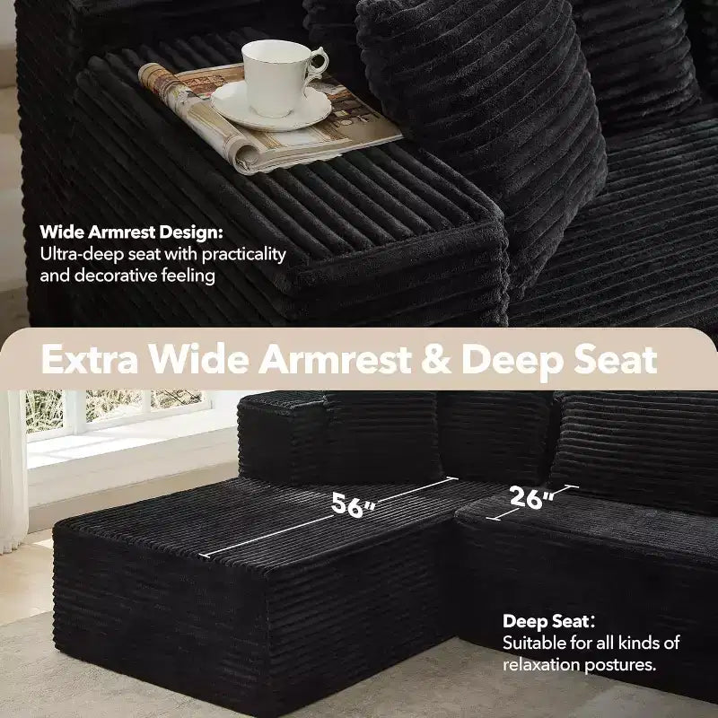 106-Inch L-Shaped Sectional Couch, Modern Modular Sofa with Chaise, Deep Seat Upholstered Furniture for Living Room