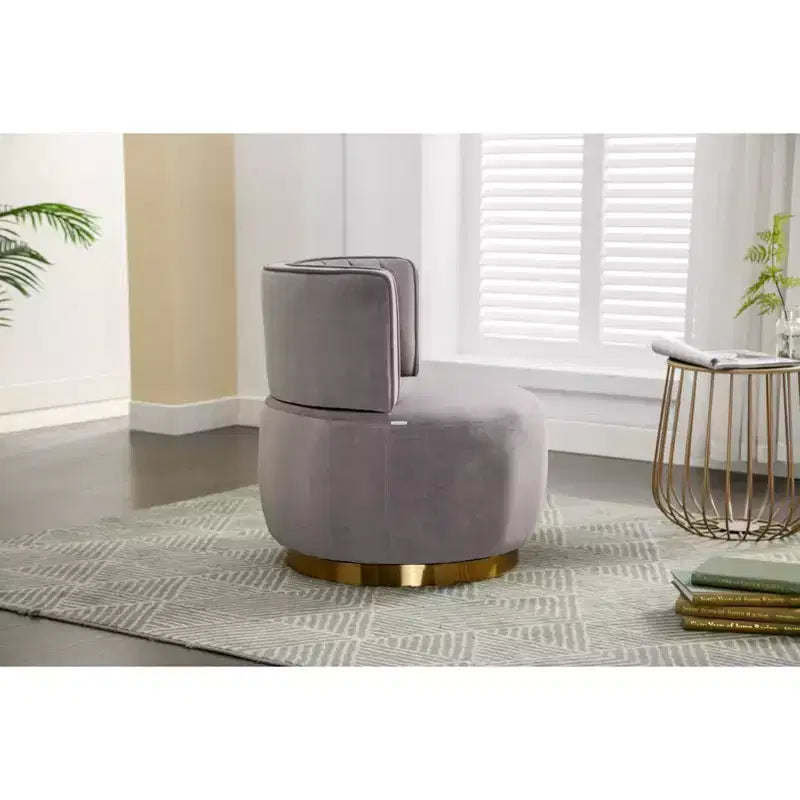 360 Velvet Sofa Turntable, Modern Round Accent Chair, Wide Upholstered Single Sofa with Hardwood Frame for Living Room, Bedroom, Playroom