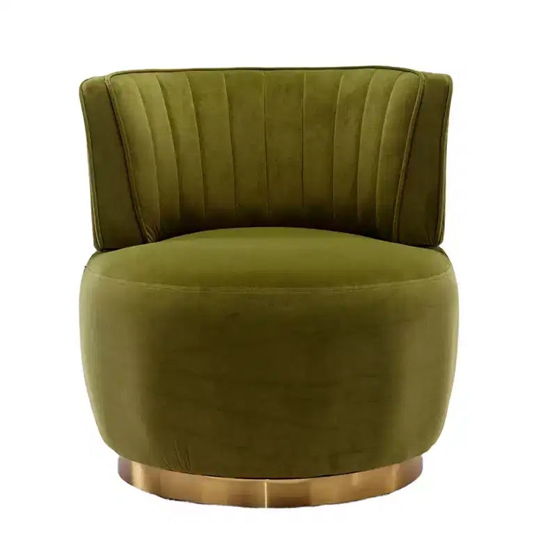 360 Velvet Sofa Turntable, Modern Round Accent Chair, Wide Upholstered Single Sofa with Hardwood Frame for Living Room, Bedroom, Playroom