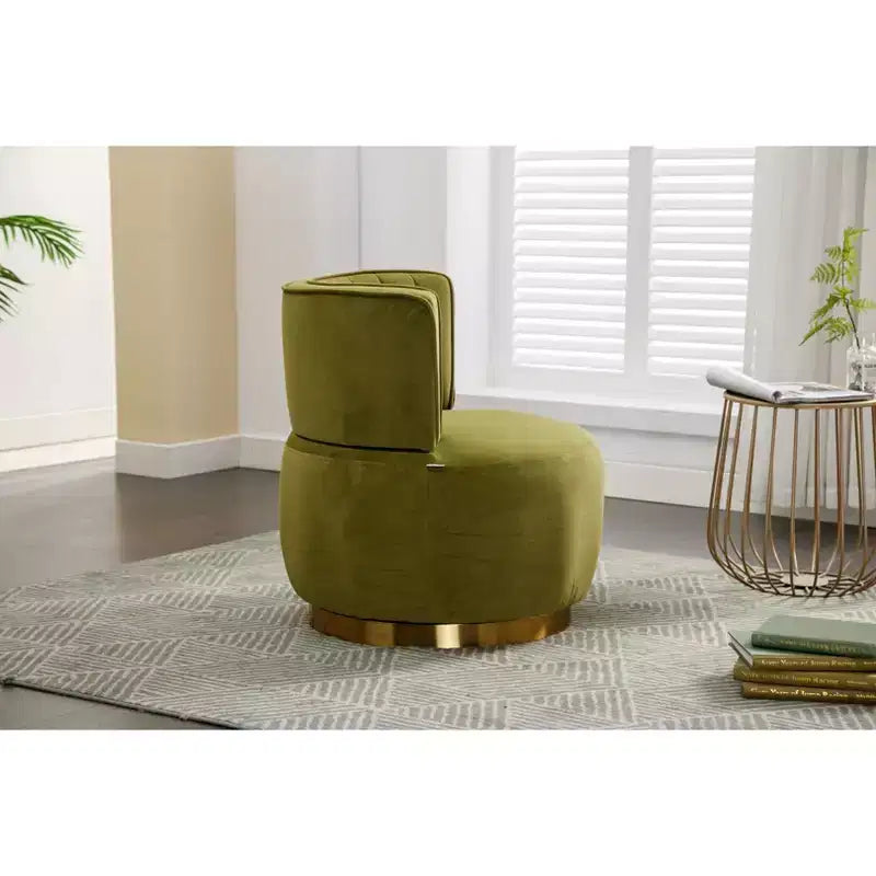 360 Velvet Sofa Turntable, Modern Round Accent Chair, Wide Upholstered Single Sofa with Hardwood Frame for Living Room, Bedroom, Playroom