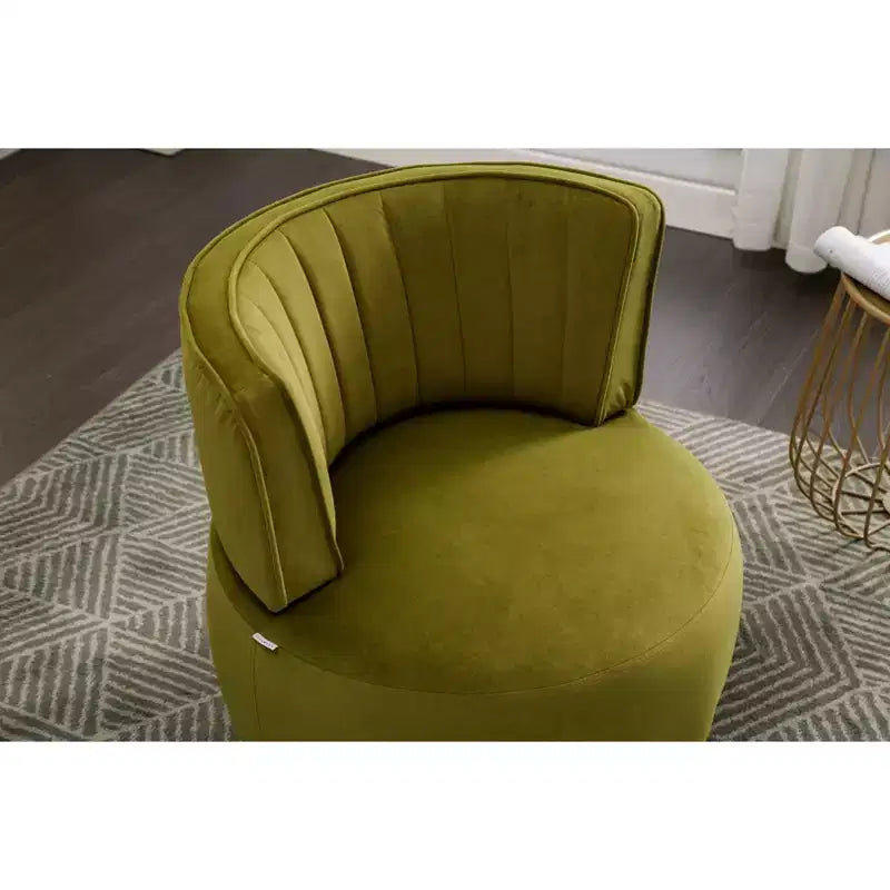 360 Velvet Sofa Turntable, Modern Round Accent Chair, Wide Upholstered Single Sofa with Hardwood Frame for Living Room, Bedroom, Playroom