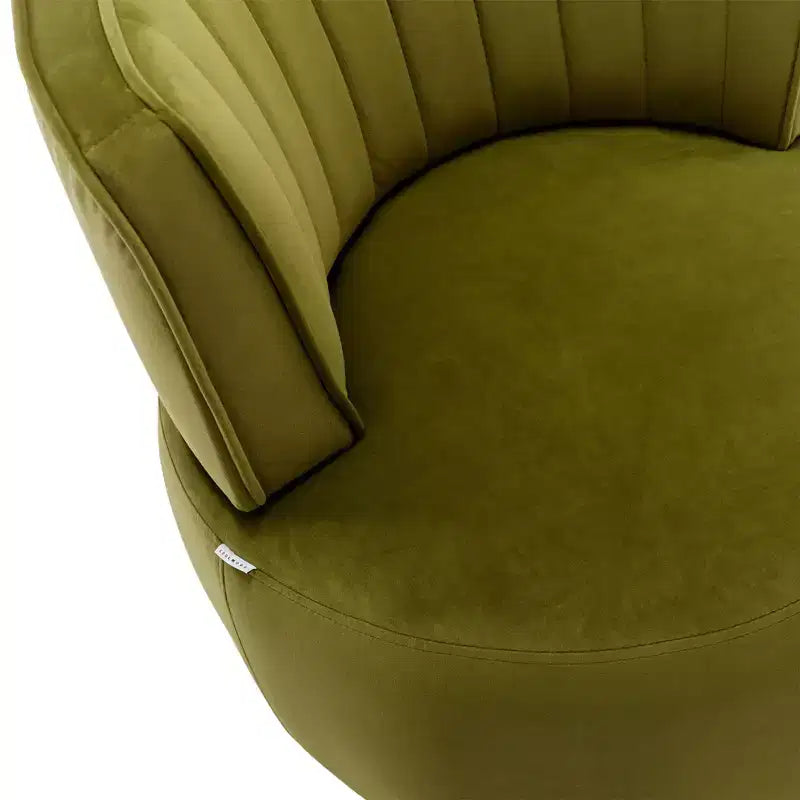 360 Velvet Sofa Turntable, Modern Round Accent Chair, Wide Upholstered Single Sofa with Hardwood Frame for Living Room, Bedroom, Playroom