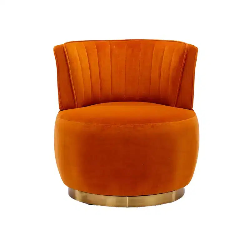 360 Velvet Sofa Turntable, Modern Round Accent Chair, Wide Upholstered Single Sofa with Hardwood Frame for Living Room, Bedroom, Playroom