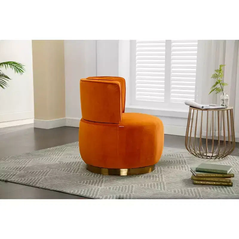360 Velvet Sofa Turntable, Modern Round Accent Chair, Wide Upholstered Single Sofa with Hardwood Frame for Living Room, Bedroom, Playroom