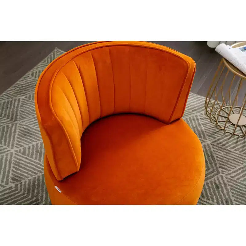 360 Velvet Sofa Turntable, Modern Round Accent Chair, Wide Upholstered Single Sofa with Hardwood Frame for Living Room, Bedroom, Playroom