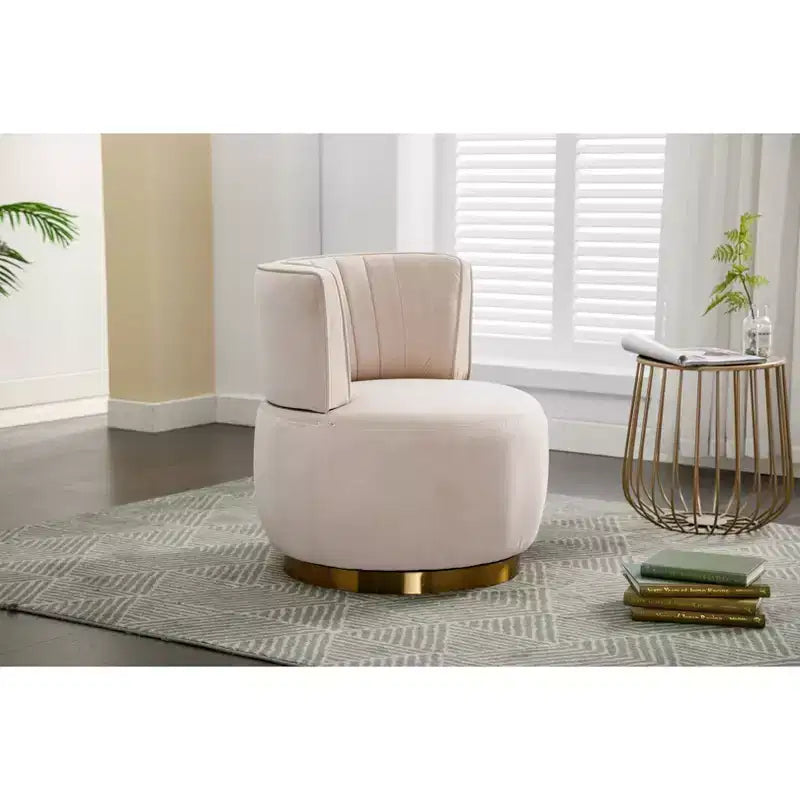 360 Velvet Sofa Turntable, Modern Round Accent Chair, Wide Upholstered Single Sofa with Hardwood Frame for Living Room, Bedroom, Playroom