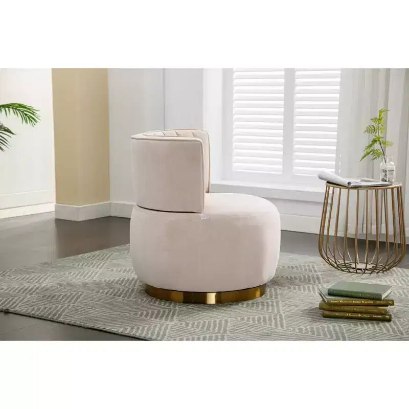 360 Velvet Sofa Turntable, Modern Round Accent Chair, Wide Upholstered Single Sofa with Hardwood Frame for Living Room, Bedroom, Playroom