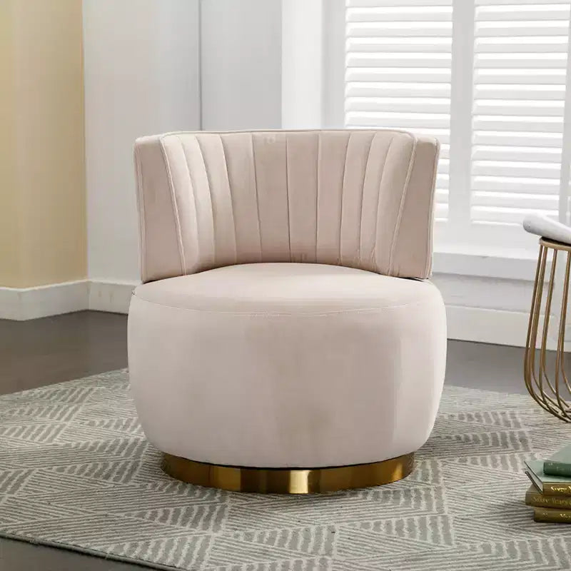 360 Velvet Sofa Turntable, Modern Round Accent Chair, Wide Upholstered Single Sofa with Hardwood Frame for Living Room, Bedroom, Playroom
