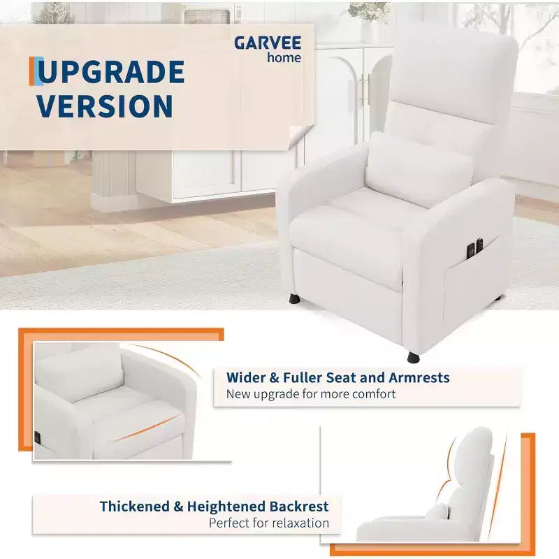 Acekool Power Recliner Chair for Adults, Electric Adjustable Ergonomic Single Sofa, Overstuffed Rocker with Side Pockets and USB Charging Port