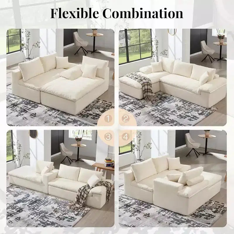 AMERLIFE 108 L-Shaped Boneless Sectional Sofa, Modern Oversized Cloud Couch for Living Room, No Assembly