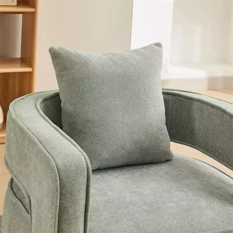 Modern Fabric Accent Sofas, 360-Degree Turning Arm Chair with Wooden Base & 1 Throw Pillow, for Living Room, Bedroom, Nursery, Office, Hotel