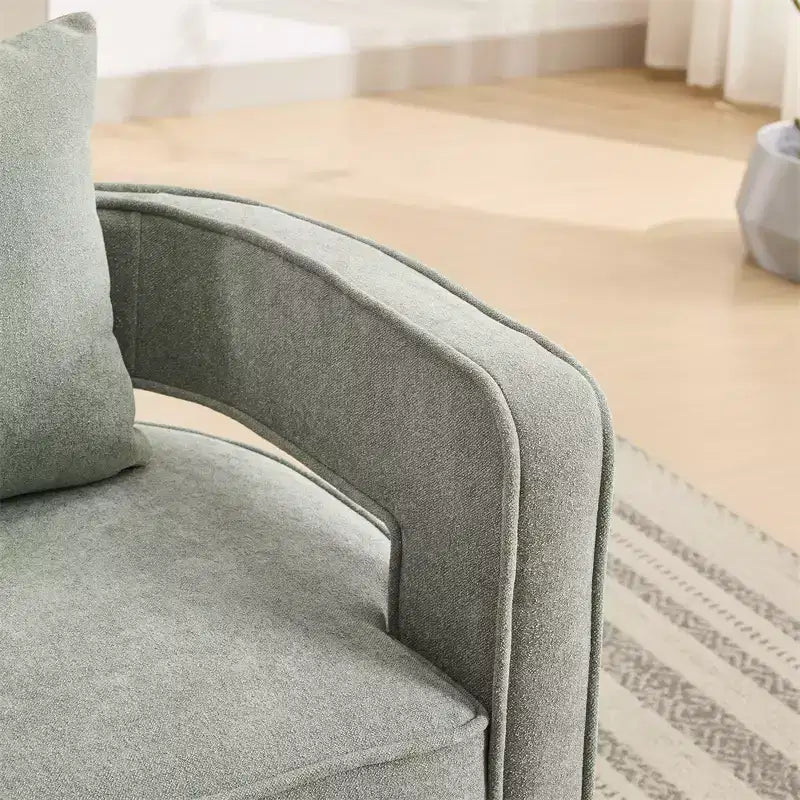 Modern Fabric Accent Sofas, 360-Degree Turning Arm Chair with Wooden Base & 1 Throw Pillow, for Living Room, Bedroom, Nursery, Office, Hotel