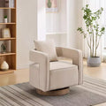 Modern Fabric Accent Sofas, 360-Degree Turning Arm Chair with Wooden Base & 1 Throw Pillow, for Living Room, Bedroom, Nursery, Office, Hotel